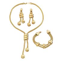 Electroplated Necklace Earrings Bracelet Fashionable Stackable Jewelry Set  Holiday Gift Jewelry Set