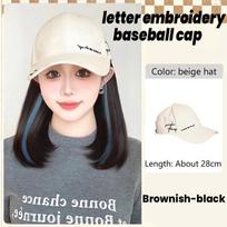 Women's Summer Fashion Wig Baseball Cap with Highlights and Duckbill Design
