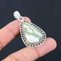Friendship Day Deal Sterling Silver Natural Blue Rhodochrosite Mother Pendant