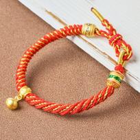 Tibetan Six-Syllable Mantra Five-Color Hand-Woven Red Bracelet for Women & Men raudona