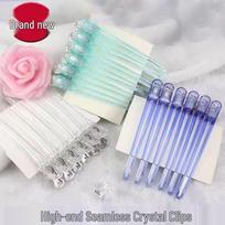Korean Crystal Hair Clip for Hairdressing, Sectioning, Perming, Dyeing, and Extensions - Salon Positioning Clip Pink Crystal Clip gray