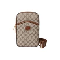 GUCCI Canvas With Leather Binding Messenger Bag, Shoulder Bag, Crossbody Bag Mens Beige/Ebony Basic Set (Bag + Dustproof Bag)