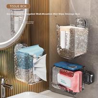 Jialifang Suction Cup Wet Wipes Storage Box Wall-Mounted Kitchen Wet Tissue Holder Wet Toilet Paper Facial Tissue Dispenser Transparent Color