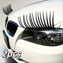 2 vnt. blakstienos specialiai automobiliams, automobilio žibintų blakstienų lipdukas, One Size juoda