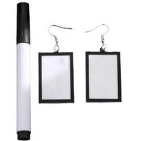 Creative Acrylic Message Board Earrings Minimalist Fun Whiteboard Eardrop with Marker Pen DIY Pendant Earrings Women