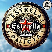 Estrella Galicia Alaus Butelio Kamštelis Apvalus Metalinis Skardinis Ženklas Vintažinė Retro Sieninė Plokštelė Barui, Vyriškam Kambarėliui, Namų Dekoravimui 20x20cm(8x8inch) beige