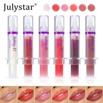 Julystar 6pcs Lip Plumper Gloss Set - Creative Syringe Shape Tinted Lip Gloss, Moisturizing Shimmer Liquid Lipstick, Clear & Colored Hydrating Lip Oil 6pcs