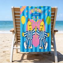 Bananas Pižamoje Klasikinis Mikropluošto Paplūdimio Rankšluostis, Lengvas Ir Greitai Džiūstantis, Vasaros Kelionėms, Būtinas Paplūdimiui, Baseino Lauko 70cmx140cm(27x55inch)