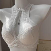 French neck underwear women's small breasts gather, sexy lace bra cover set, closed breast anti-sagging advanced inner fit 32/70A