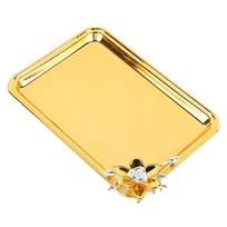 2pcs Floral Decor Food Service Tray Light Luxury Gold Serving Tray  For Living Room