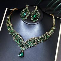 Luxury Water Drop Crystal Earrings and Necklace Set Adjustable Bridal Jewelry