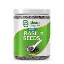 Bhumi ekologiškos baziliko sėklos 500 g - Sabja sėklos | Įveikite vasaros karštį | Daug skaidulų ir Omega 3