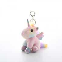 Plīšinis vienaragis raktų pakabukas su ilgu kailiu Vaikams ir paaugliams Dovanų kolekcija Unicorn white