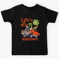 Hot Rod Gasser Cartoon Outlaw Drag Racing Blown Street Car Kids T-Shirt 160
