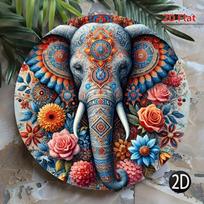 Tin Sign  Ornate Mandala Elephant With Flowers Vintage Durable Metal Plaque Wall Decor Home Office Bar Man Cave Wall Art 20x20cm(8x8inch)