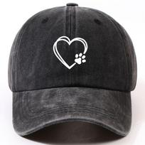 Double Layered Heart-shaped Cat Paw Printed Duckbill Cap for Both Men and Women, Adjustable Dad Baseball Cap
