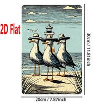 Pakrantės kotedžo sienos dekoras Ženklas Skrendanti žuvėdra su kepure Švyturio dizainas xcm Rustic Metalinis plaketas Darbo kambariui Balkonui 20x30cm（7.8x11.8inch）