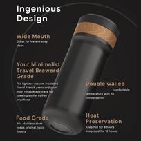Stainless Steel French Press Coffee Maker Vacuum Insulated Travel Coffee Maker  Outdoor Traveling
