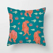 New Jungle Tigers Cushion Covers Modern Nordic Simple Pillowcase Hand Painted Cartoon Tigers Sofa Couch Throw Pillows Decor Home Peach skin 18*18(CM)-1Pcs