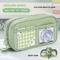 2024 Volcano Transparent & Dirt-Resistant Pencil Case for Female Students - Large Capacity, High-Value Stationery Box žalia