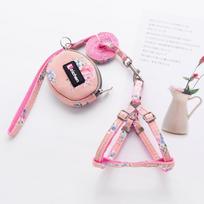 Pet Supplies Dog Chest Strap Traction Rope Small Dog Teddy Bigbear Go Out Walking Dog Rope Adjustable S rožinė