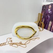 Trendy classic round box clutch bag dinner bag acrylic bag retro metal handle shoulder crossbody 20*5.5*11cm