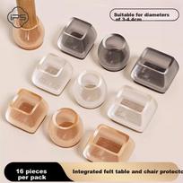 Baoshi Chair Leg Pads, Table Leg Protectors, Silicone Furniture Leg Cushions, Non-Slip Square Pads, 16 Pieces