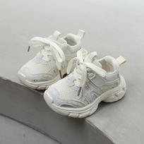 Kids Mesh Chunky Sneakers Velcro Casual Running Shoes For Elementary School Spring Autumn Campus Sports Trainers 21 size [shoe inner length 13.5cm]