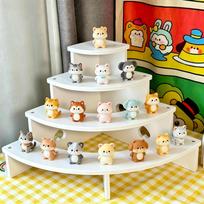 Blind Box Organizer Shelf 4 Tier Curved White Sturdy Display Stand Rack for Mini Action Figure Desktop Collection balta