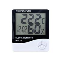 HTC-2 Digital LCD Temperature Humidity Meter Gauge with Alarm Clock High Precision Sensor for Home Kitchen Bedroom HTC 1