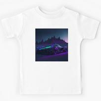 Neon Fusion: A Striking Formula 1 Car Design with Cyberpunk Vibes Kids T-Shirt 160
