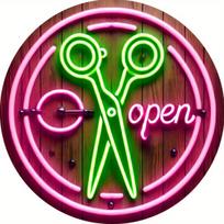 Barber Scissors Open Neon Tin Sign  Vintage Durable Metal Plaque Wall Decor Home Office Bar Man Cave Wall Art 30x40cm(11.8x15.7inch)