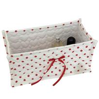 Rectangular Polka Dot Storage Basket Heart-Shaped Fabric Storage Box Desktop Organizer  Desktop Use raudona