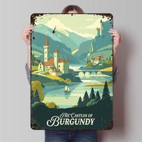 Castles of Burgundy Poster Customized Wall Art Vintage Metal Signs Retro Tin Plaque for Man Cave Decoration Home Decor Items 20x30cm（7.8x11.8inch）