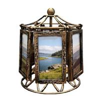 Rotatings Ferris Wheel Picture Frame Desktop Photo Display Carousels Picture Frame Music Box Holds 6 Small Photo Gift gray