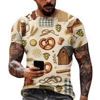 Men's Short Sleeve T-Shirt with Oktoberfest Vintage Graphic Print Loose Fit Casual Summer Top XL juoda