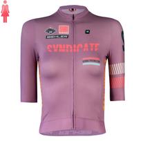 Purple short sleeve Jersey and red bib shorts slim fit race team cycling apparel summer women's MTB Gear 2026 summer breathable cycling suit set XS