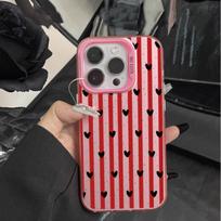 Case for Realme 15 14 13 12 Pro Plus 11 10 Pro 8 5G C63 C55 C53 C51 C61 C25 C21Y C25Y Red Stripe Love Heart  Plating Pink Cover Realme C35 4G