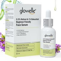 Glowelle 0.3% Retinol Face Serum with Bakuchiol |Night Serum for Fine Lines & Anti-Aging | Wrinkle Corrector | For Women & Men | 30ml