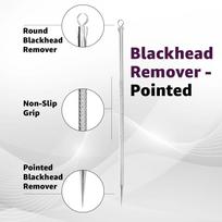 Vega Pointed Blackhead & Whitehead Remover Tool, Stainless Steel Acne Pimple Extractor Tool for Nose, Face & Chin, Professional Skincare Tool for Ge