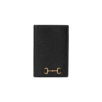 GUCCI Leather Card Holder Card Holder Mens Black Gift Box Set (Basic Set + Original Box) juoda