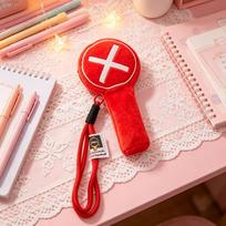 Double-Sided Handheld Scoring Card: Peach/Black Support Stick & Answer Card Prop