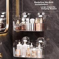 Muya Suction Cup Storage Rack Kitchen Bathroom No-Drill Wall-Mounted Organizer Washstand Storage Box