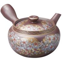 Banko ware teapot for 2 capacity size new red red plum blossom and Yoshino cherry blossom made in 16636  Kutani-style painting  people, approx. 300ml, auksas