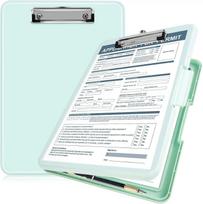 Clipboard with storage 1.30 x 0.94 inches (33x24 cm), heavy storage clipboard, plastic clipboard with side opening folding. žalia