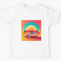 Sunset Cruise: Reviving Retro Vibes with Radiant Rides  Kids T-Shirt 110