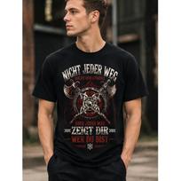 Men's Viking Graphic T-Shirt with Norse Axes & Shield Print, Short Sleeve Crew Neck Soft Cotton Tee for Casual Wear or Gym S juoda