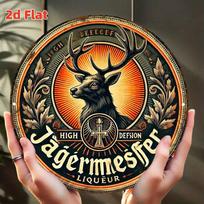 Jagermeister Likerio Briedžio Galvos Skardos Ženklas  Vintažinė Patvari Metalo Plokštelė Sienų Dekoras Retro Baro Likerio Stiliaus Namų Biuro Baro Vyro Ca 20x20cm(8x8inch)