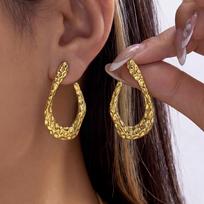 Bold Gold Color Liquid Metal Drop Earrings for Women Stainless Steel Irregular Geometric Statement Jewelry Party Gift Accessorie
