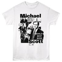 The Office TV Show Michael Scott Collage World's Best Boss Men's T Shirt XXL